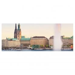 Bilderwelten Tableau en verre Hamburg Alster - Multicolore - 80 x 30 x 0,4 cm - 80 x 30 cm