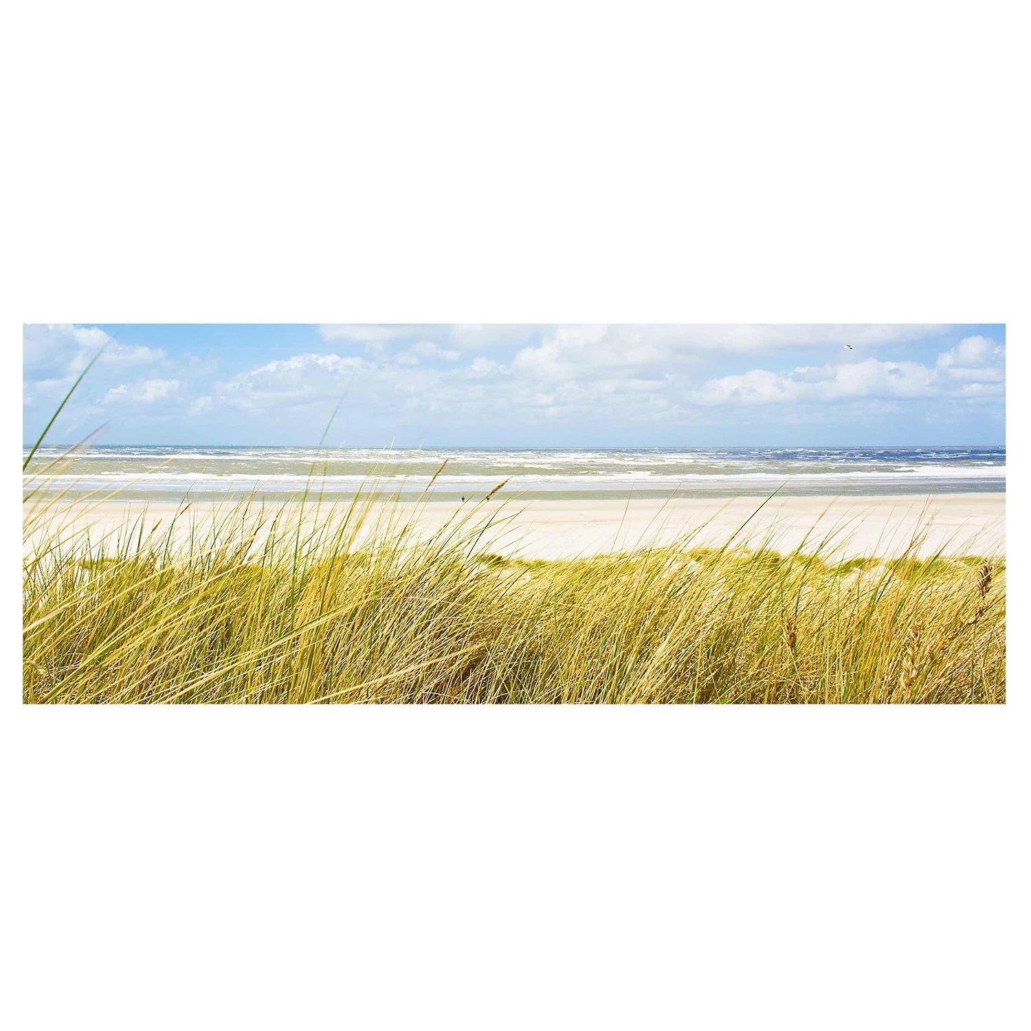 Bilderwelten Tableau en verre Bord de mer - Bleu - 125 x 50 x 0,4 cm