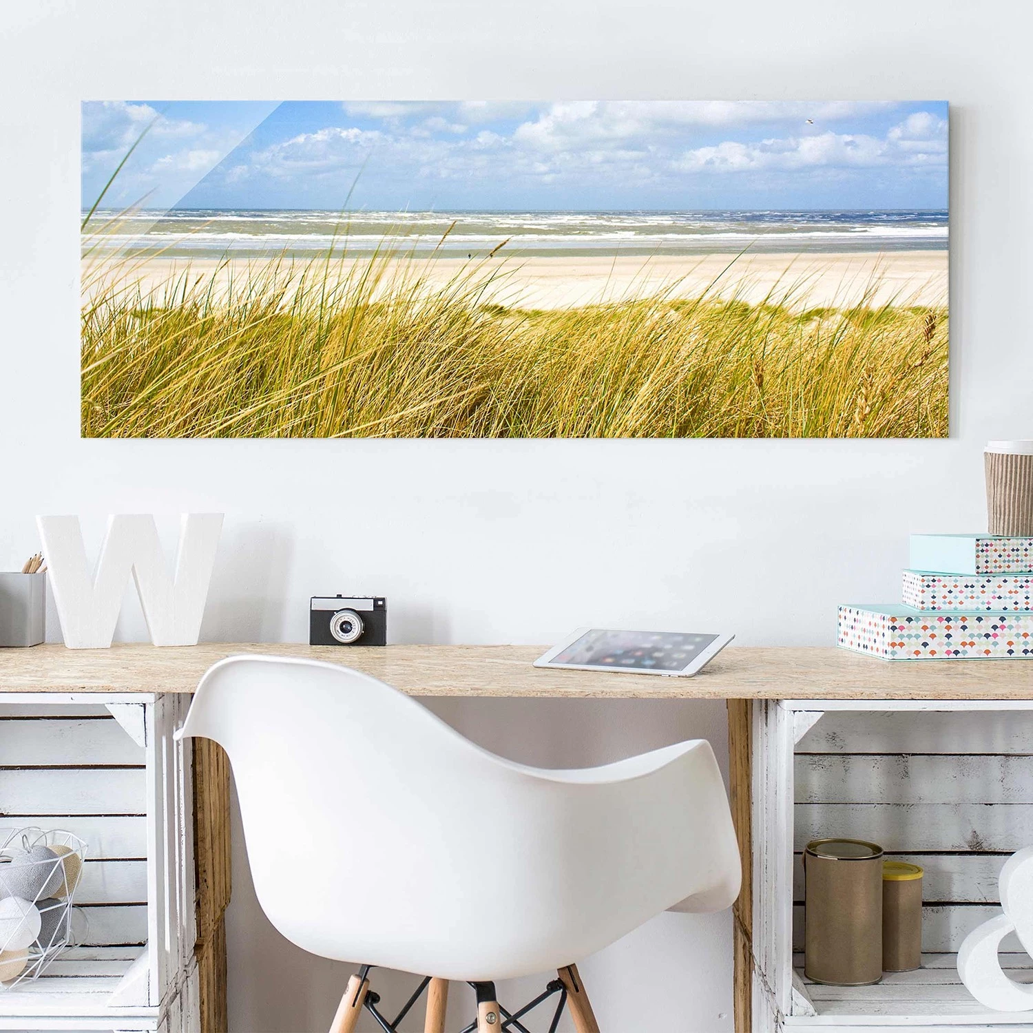 Bilderwelten Tableau en verre Bord de mer - Bleu - 125 x 50 x 0,4 cm â Image 2