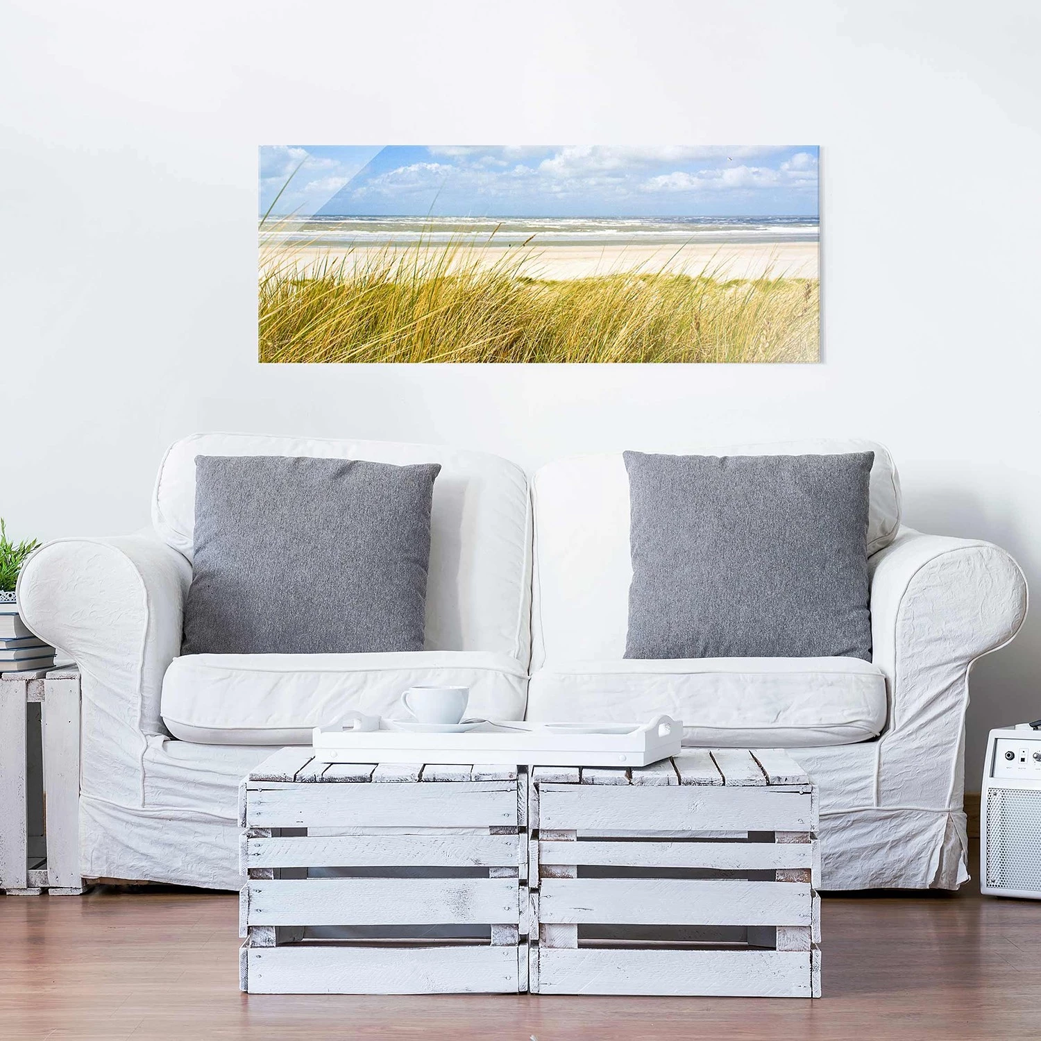 Bilderwelten Tableau en verre Bord de mer - Bleu - 125 x 50 x 0,4 cm â Image 3