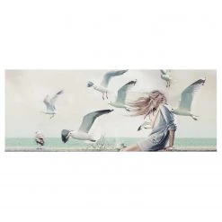 Bilderwelten Tableau en verre Café à la mer - Beige - 80 x 30 x 0,4 cm - 80 x 30 cm