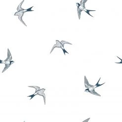 Superfresco Papier peint intissé Hirondelles - Blanc - 0,52 x 10,05 x 0,02 m