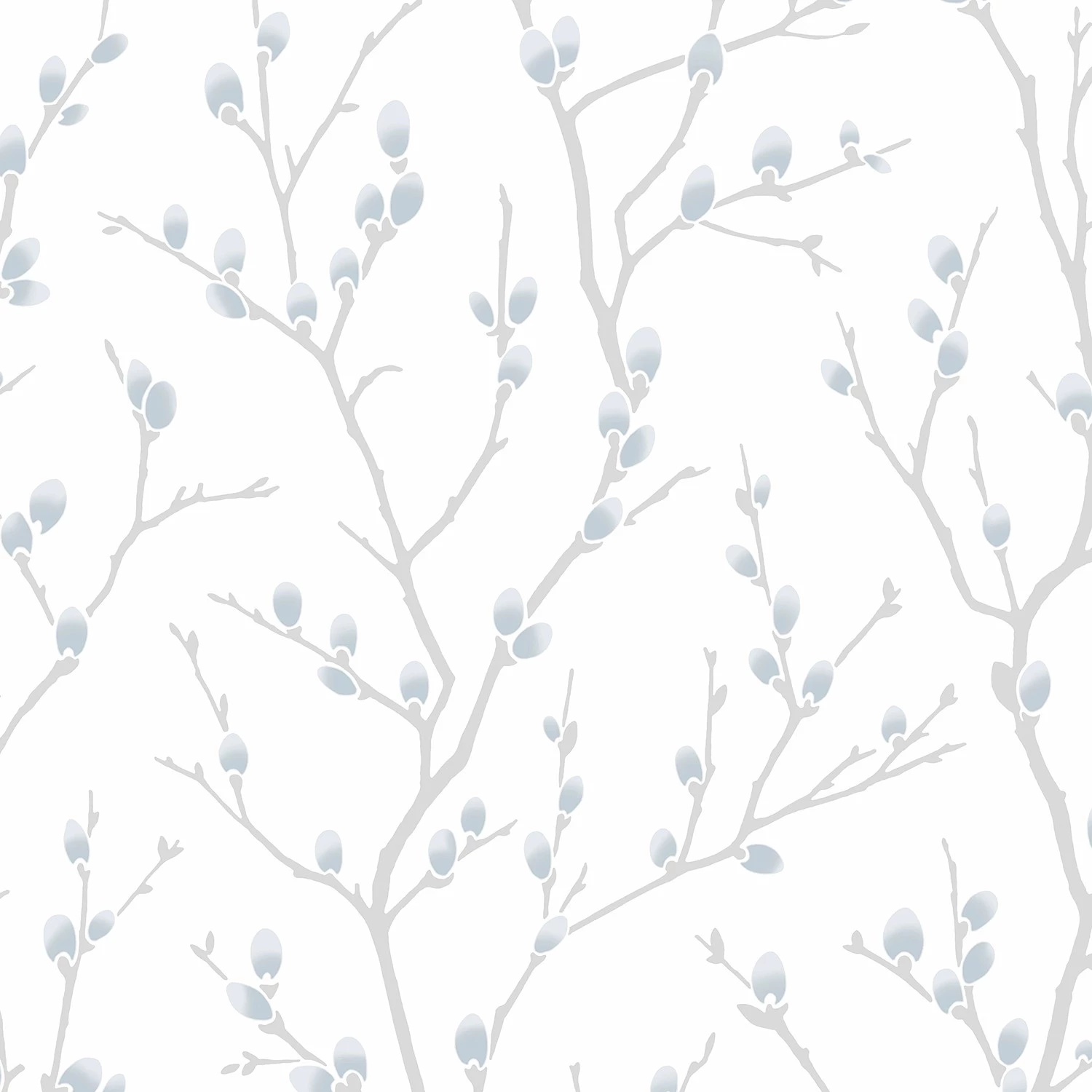 Papier peint intissé Branche - Blanc / Bleu