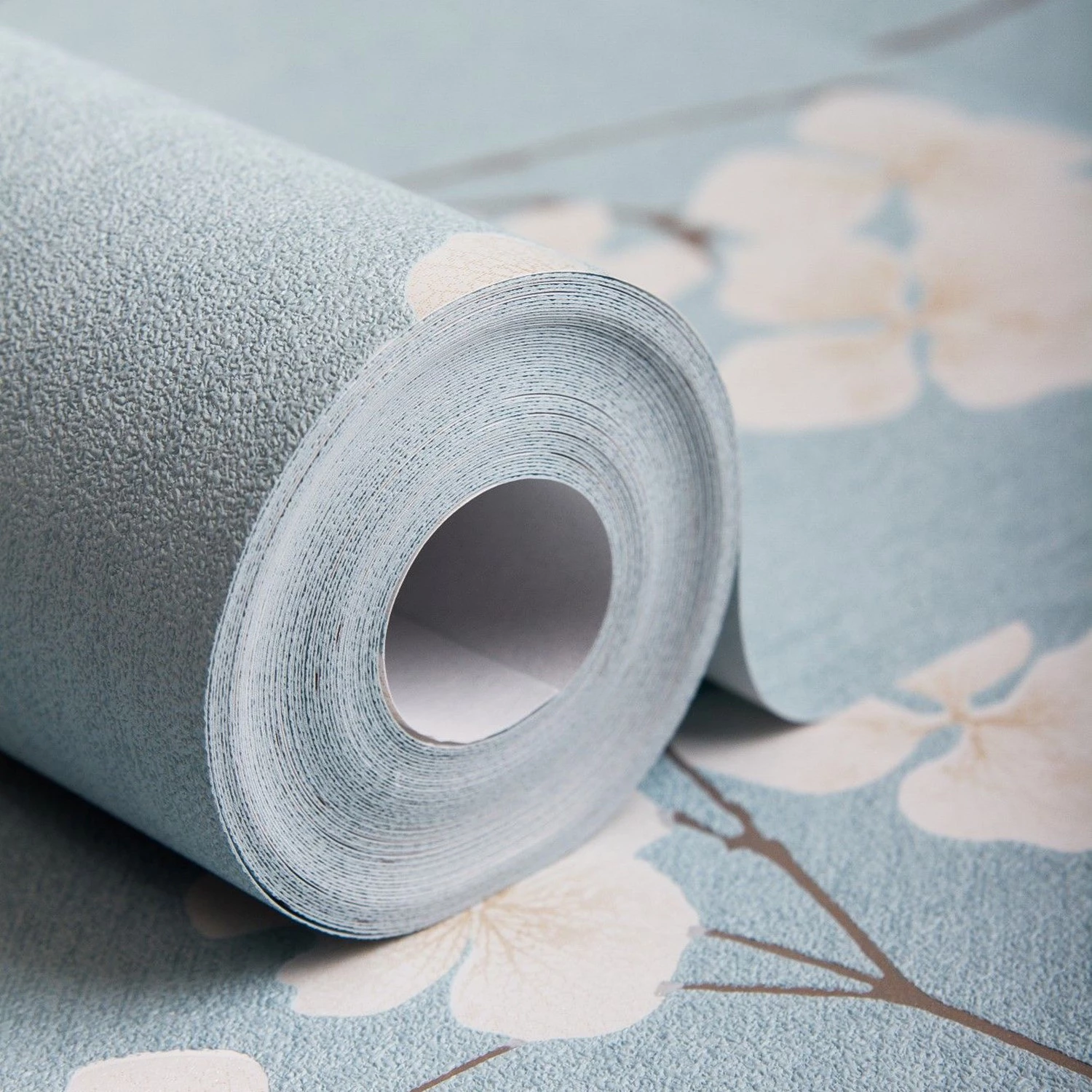 Papier peint intissé Fleurs - Bleu - 0,52 x 10,05 x 0,02 m – Image 4