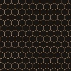 Papier peint intissé Hexagon Geo - Noir / Doré