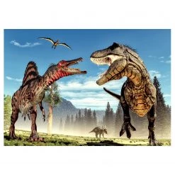 Artgeist Papier peint intissé Fighting Dinosaurs - Intissé - Multicolore - 400 x 280 cm