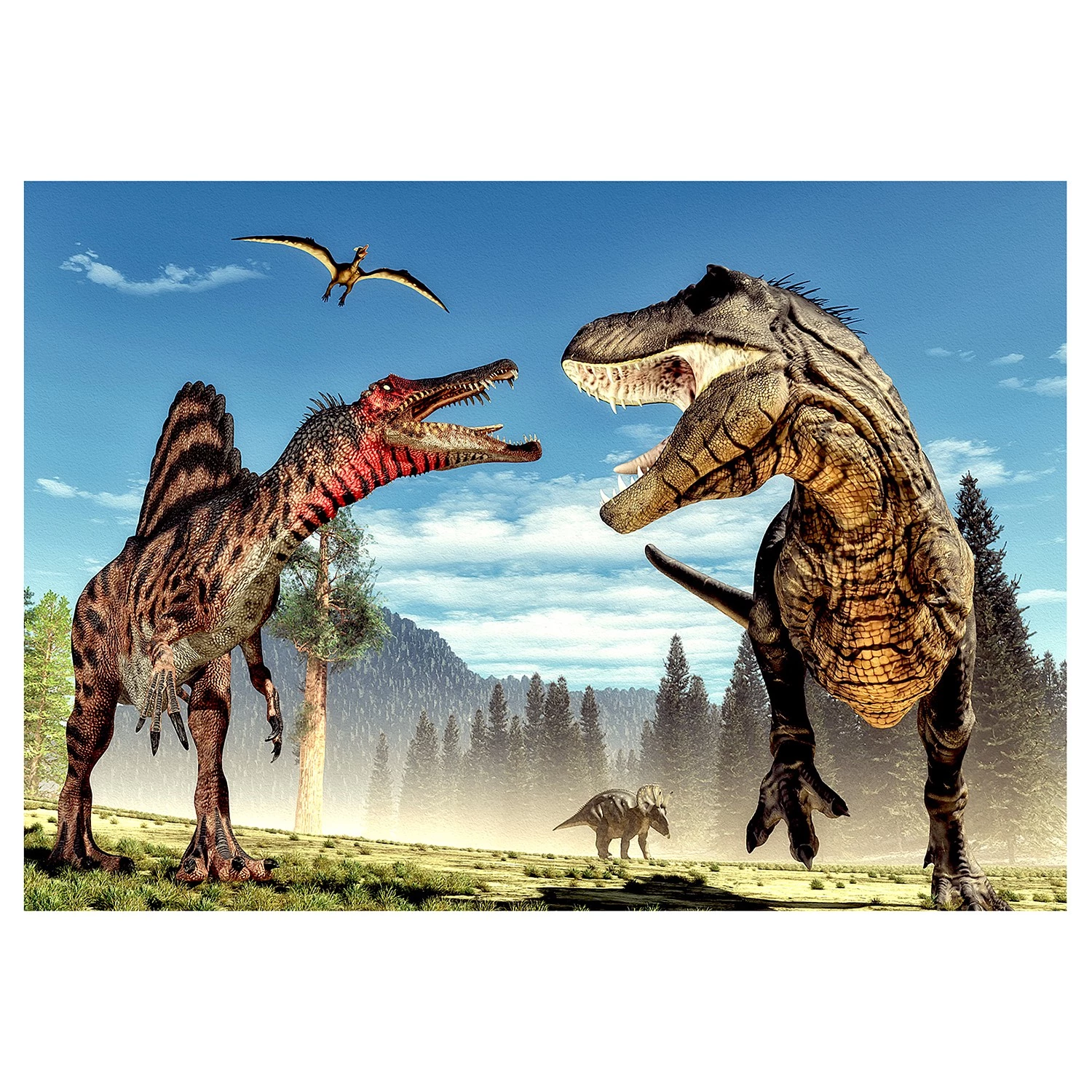 Artgeist Papier peint intissé Fighting Dinosaurs - Intissé - Multicolore - 400 x 280 cm