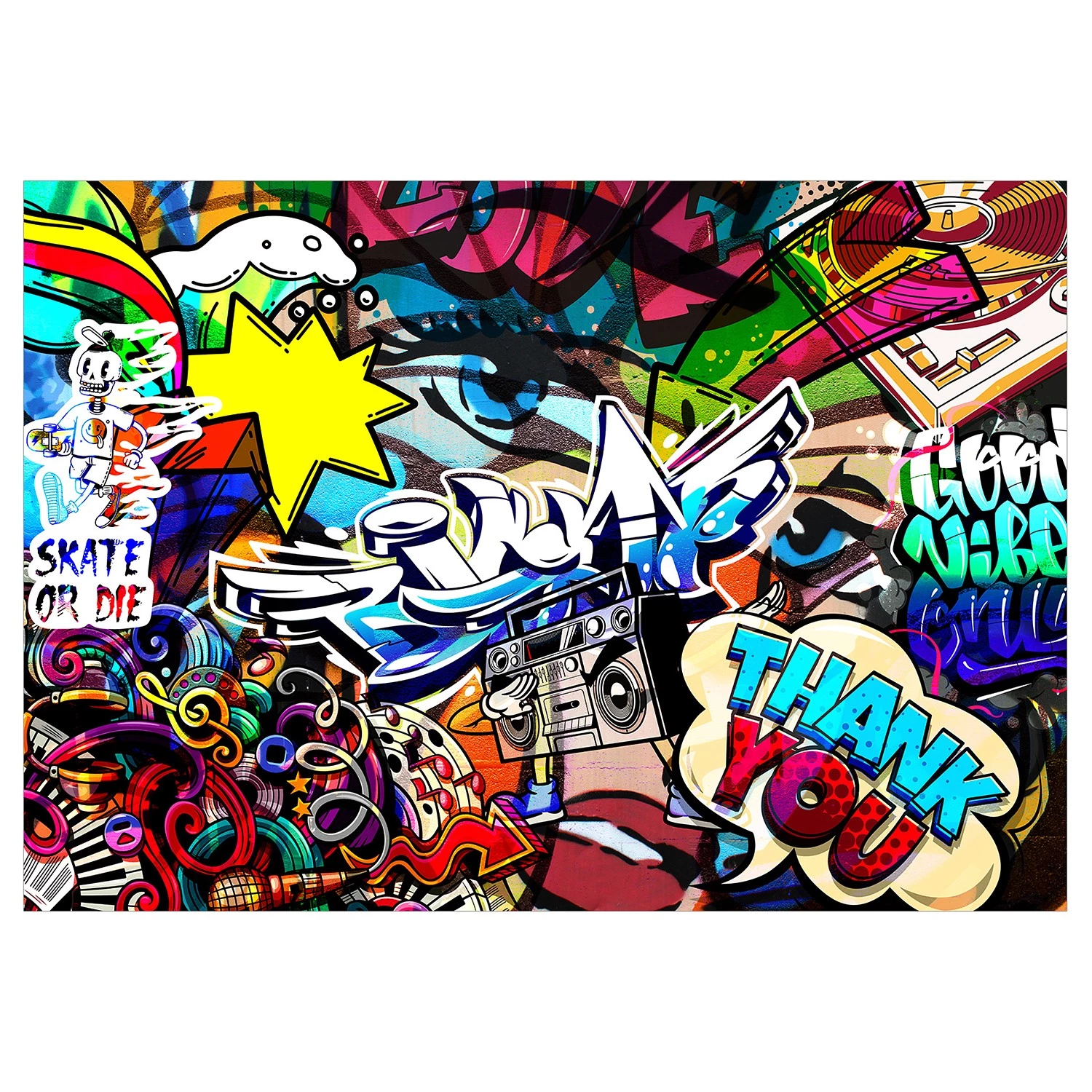 Artgeist Papier peint intissé Metropolia Language - Intissé - Multicolore - 400 x 280 cm