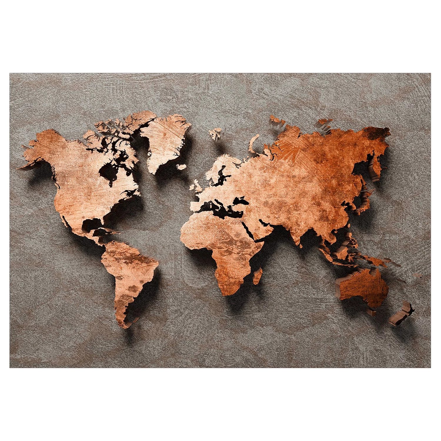 Artgeist Papier peint intissé Copper Map - Intissé - Bronze / Gris - 400 x 280 cm