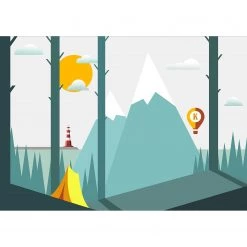 Artgeist Papier peint intissé On the Camping - Intissé - Vert / Beige - 100 x 70 cm