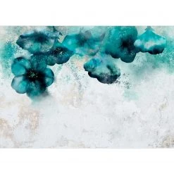 Artgeist Papier peint intissé Blue Poppies - Intissé - Bleu / Gris - 400 x 280 cm