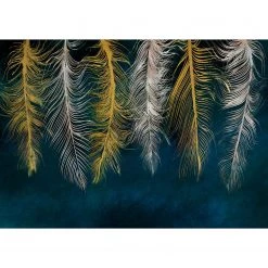 Artgeist Papier peint intissé Gilded Feathers - Intissé - Multicolore - 100 x 70 cm