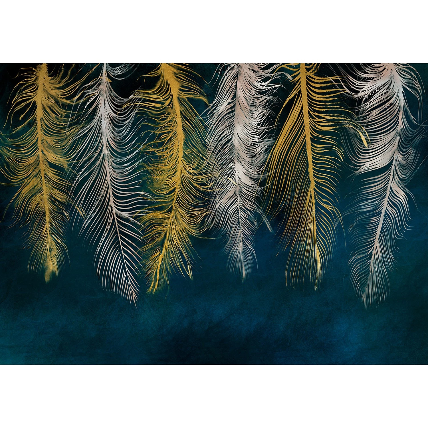 Artgeist Papier peint intissé Gilded Feathers - Intissé - Multicolore - 100 x 70 cm