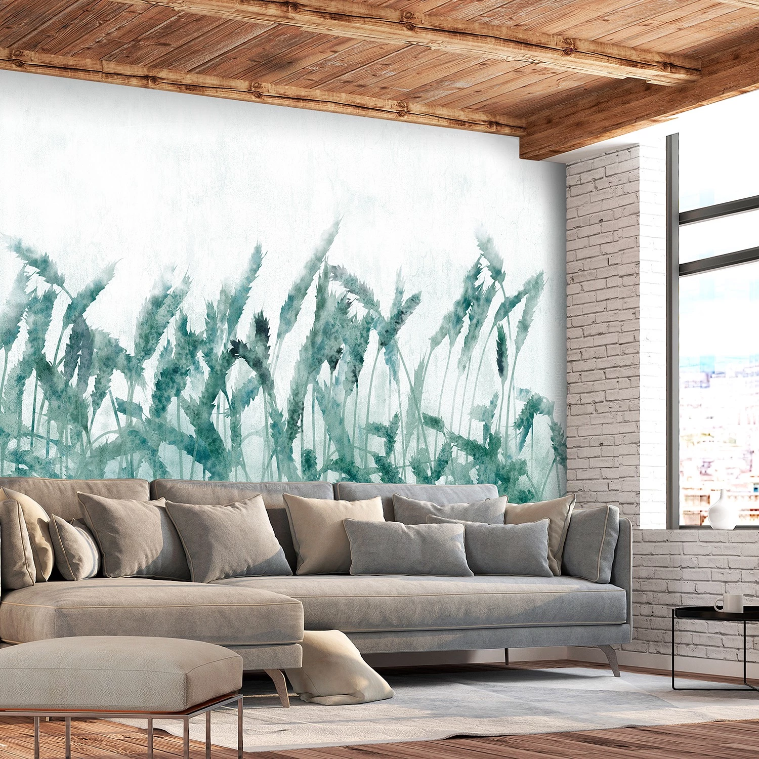 Artgeist Papier peint intissé Blue Ears of Wheat - Intissé - Bleu / Gris - 250 x 175 cm – Image 2