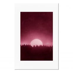 Artgeist Tableau déco Full Moon - Bois manufacturé et toile - Bordeaux