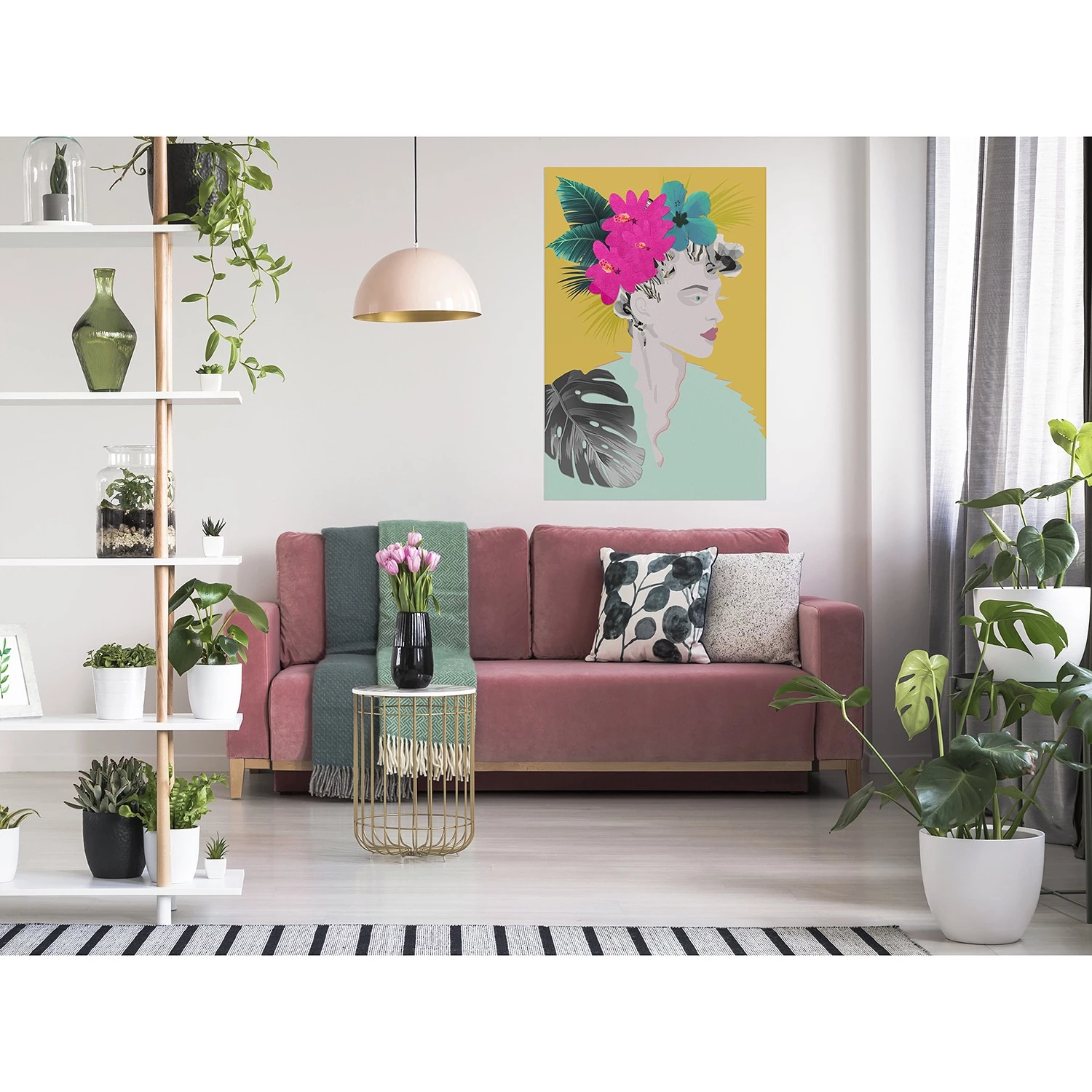 Artgeist Tableau déco Flowers In The Hair - Bois manufacturé et toile - Multicolore – Image 2