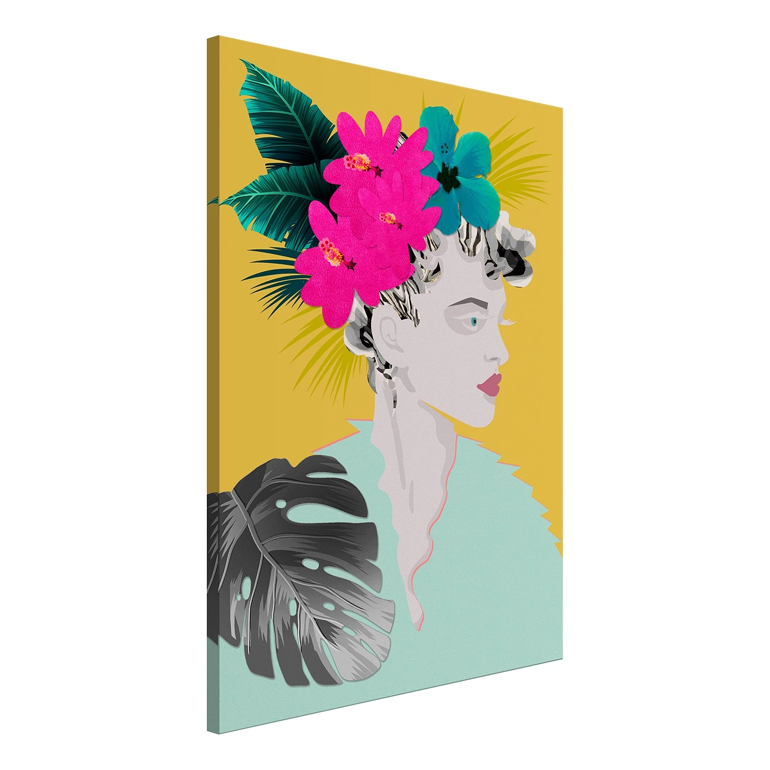 Artgeist Tableau déco Flowers In The Hair - Bois manufacturé et toile - Multicolore – Image 3