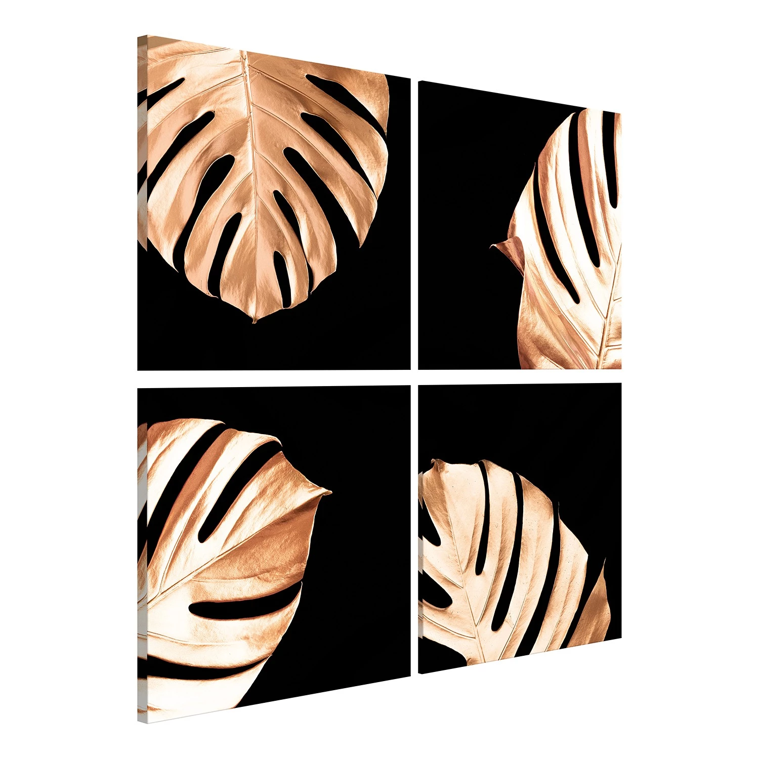 Artgeist Tableau déco Golden Monsters (4 élém.) - Bois manufacturé et toile - Doré / Noir - 90 x 90 cm – Image 3