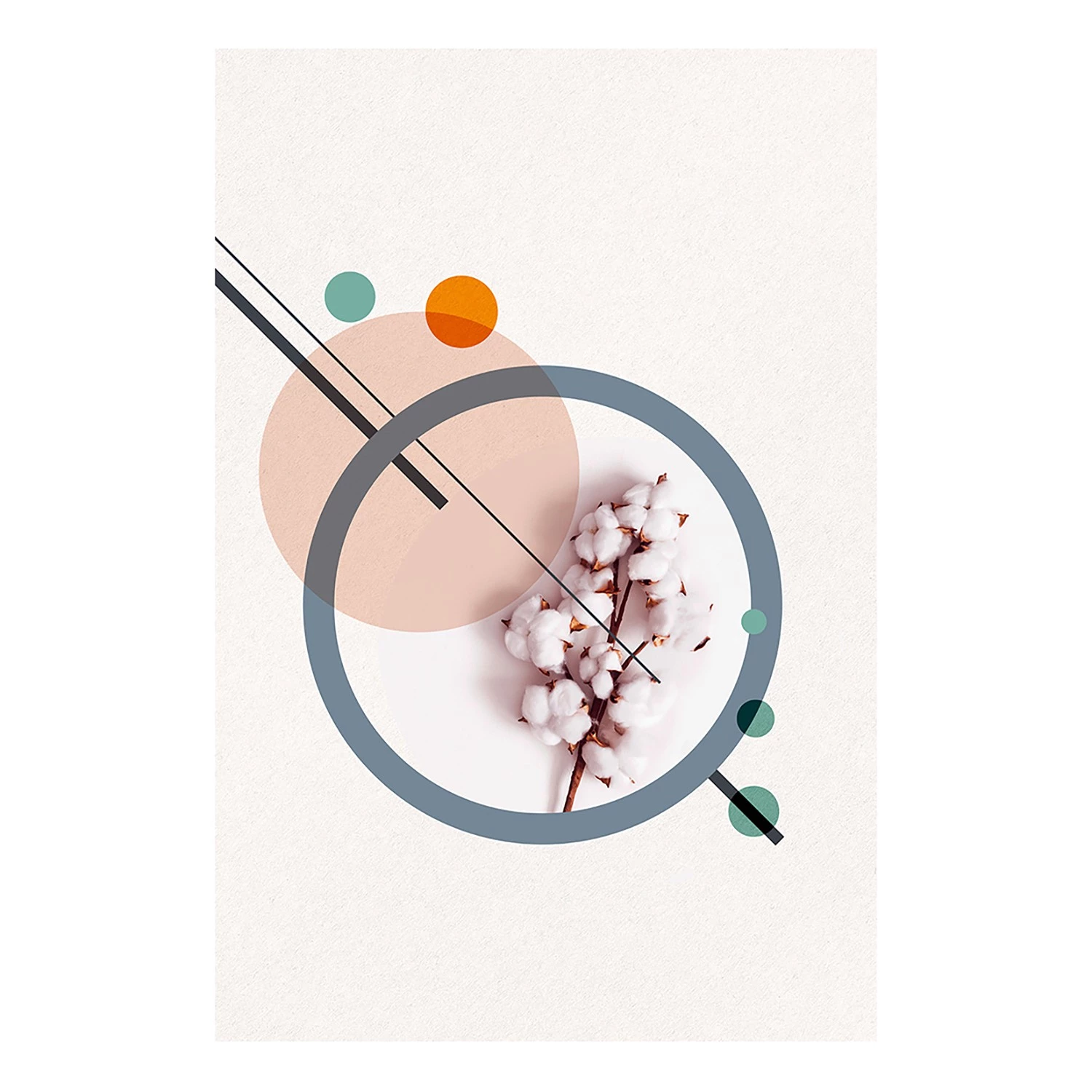 Artgeist Tableau déco Geometric Cotton - Bois manufacturé et toile - Multicolore