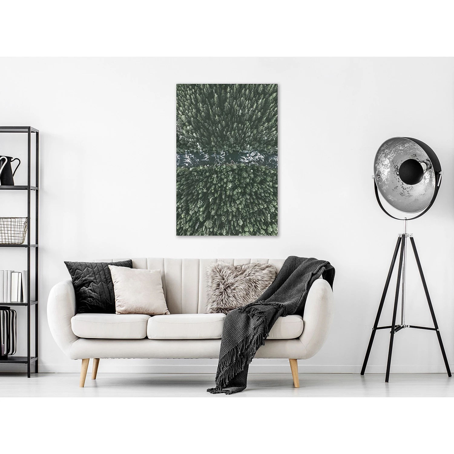 Artgeist Tableau déco Forest River - Bois manufacturé et toile - Vert – Image 2