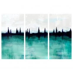 Artgeist Tableau déco Mountain Lake (3 éléments) - Bois manufacturé et toile - Multicolore