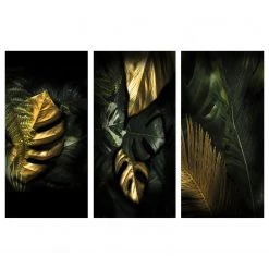 Artgeist Tableau déco Valuable Find (3 éléments) - Bois manufacturé et toile - Noir / Doré