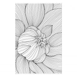 Artgeist Tableau déco Flower Line - Bois manufacturé et toile - Noir / Blanc