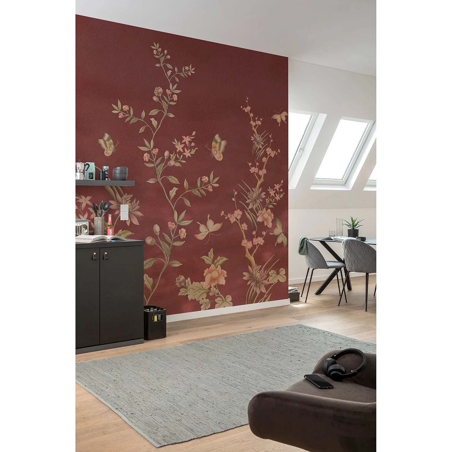 Komar Papier peint intissé Chinoiserie - Intissé - Rouge / Vert – Image 2