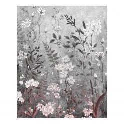 Komar Papier peint intissé Moonlight Flowers - Intissé - Noir / Blanc / Gris