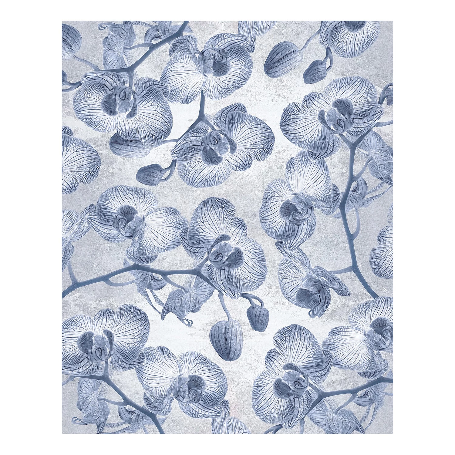 Komar Papier peint intissé Orchidée - Intissé - Bleu / Blanc