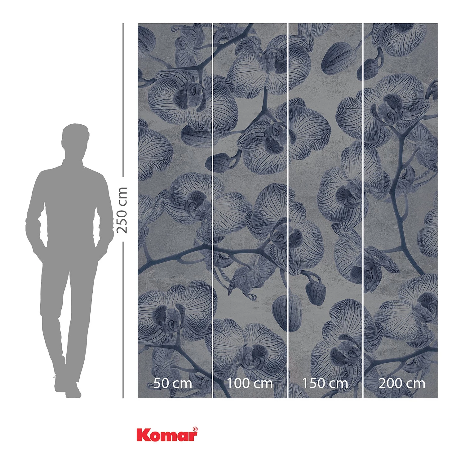 Komar Papier peint intissé Orchidée - Intissé - Bleu / Blanc – Image 4