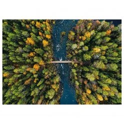 A.S. CrĂ©ation Impression sur toile Autumn Finland - Polyester PVC / ĂpicĂ©a - Vert / Bleu