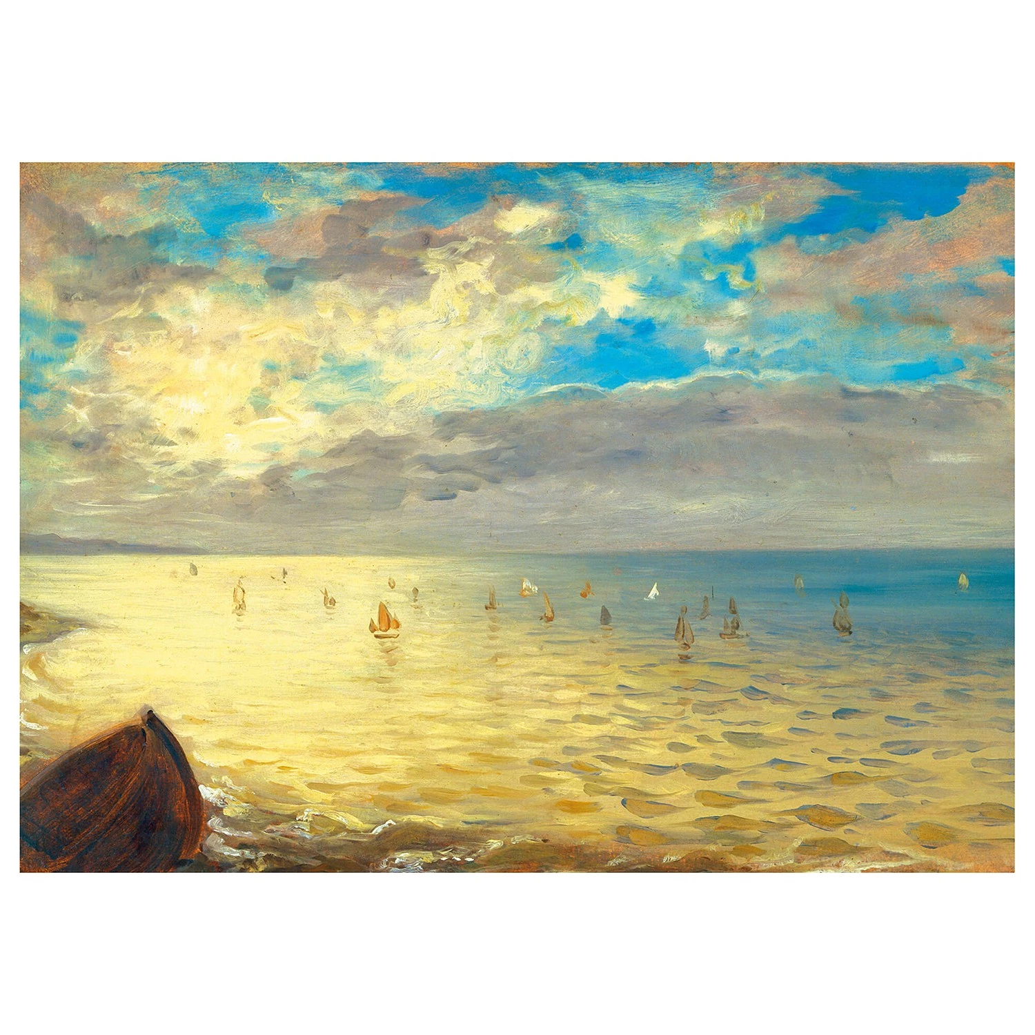 A.S. Création Impression sur toile The Sea - Polyester PVC / Épicéa - Bleu / Beige