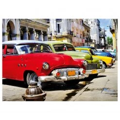 A.S. Création Impression sur toile Cuba Cars - Polyester PVC / Épicéa - Multicolore / Rouge