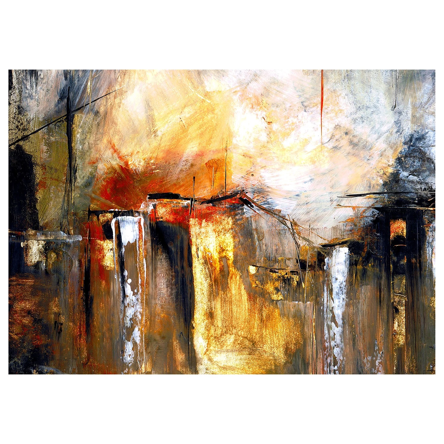 A.S. Création Impression sur toile Niksic - Polyester PVC / Épicéa - Multicolore / Gris