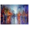 A.S. Création Impression sur toile City On The River - Polyester PVC / Épicéa - Bleu / Orange