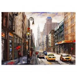 A.S. Création Impression sur toile New York - Polyester PVC / Épicéa - Marron / Beige