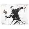 A.S. Création Impression sur toile Banksy Flower - Polyester PVC / Épicéa - Blanc / Noir