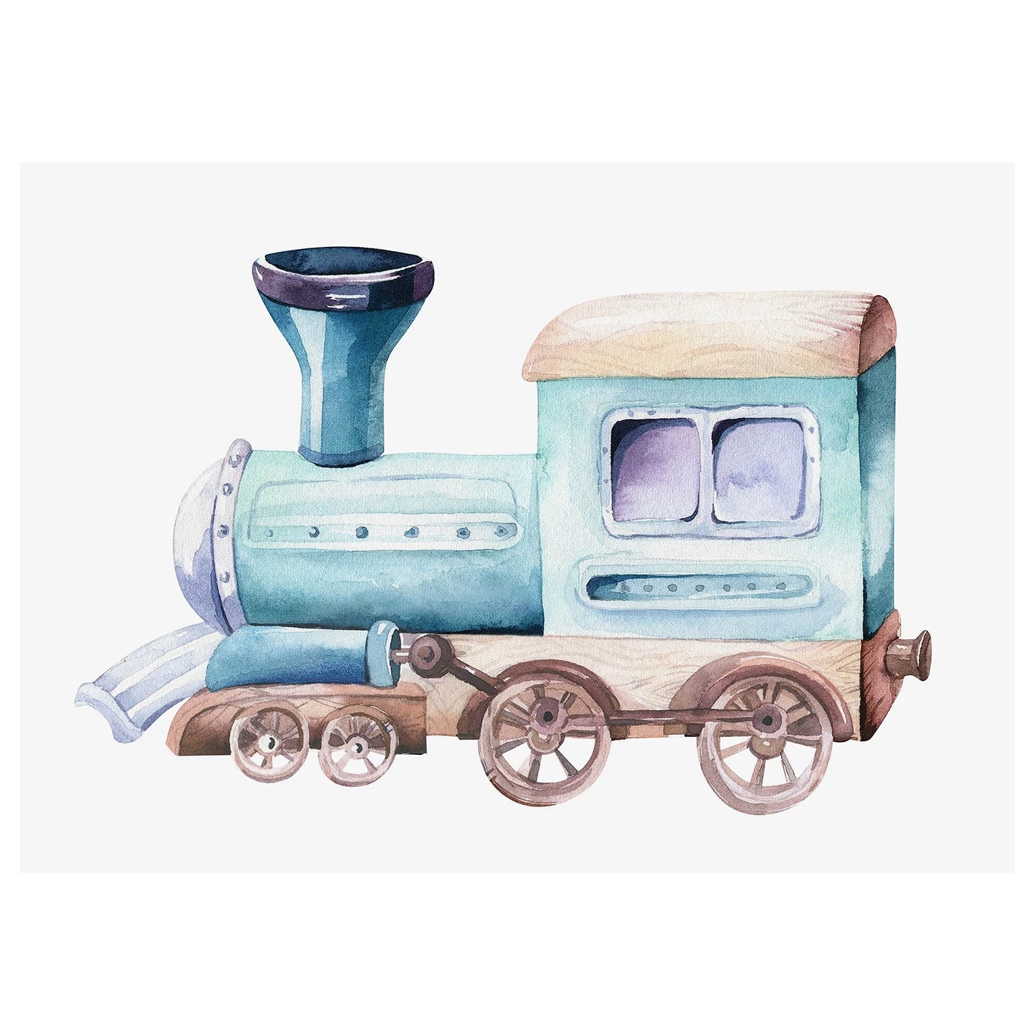 A.S. Création Impression sur toile Locomotive - Polyester PVC / Épicéa - Gris / Beige
