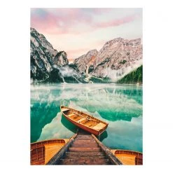 A.S. Création Impression sur toile Lago di Braies - Polyester PVC / Épicéa - Vert