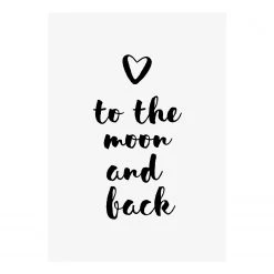 A.S. Création Impression sur toile Moon and Back - Polyester PVC / Épicéa - Blanc / Noir