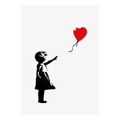 A.S. CrĂ©ation Impression sur toile Banksy Balloon - Polyester PVC / ĂpicĂ©a - Noir / Rouge