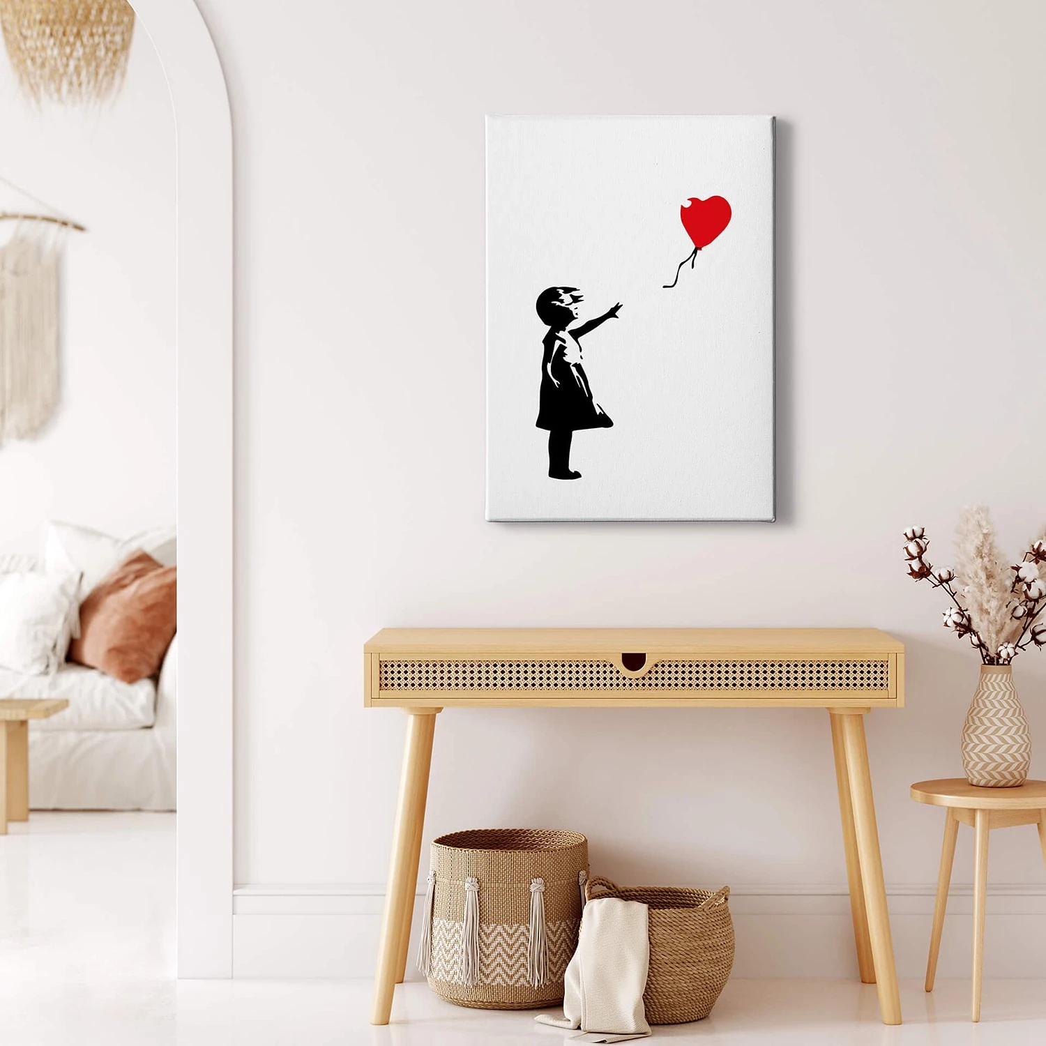 A.S. Création Impression sur toile Banksy Balloon - Polyester PVC / Épicéa - Noir / Rouge – Image 2