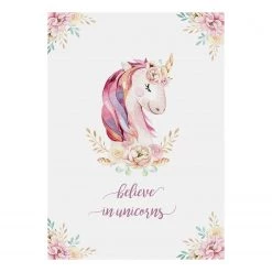A.S. Création Impression sur toile Unicorns - Polyester PVC / Épicéa - Rose / Blanc