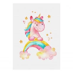 A.S. Création Impression sur toile The Unicorn - Polyester PVC / Épicéa - Rose / Blanc