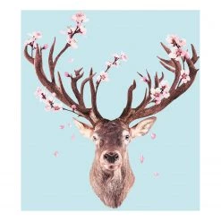 A.S. CrĂ©ation Impression sur toile Fleurs et cerises - Polyester PVC / ĂpicĂ©a - Bleu / Beige