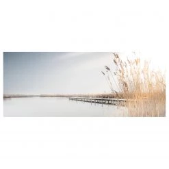A.S. CrĂ©ation Impression sur toile Reeds On The Lake - Polyester PVC / ĂpicĂ©a - Bleu / Beige