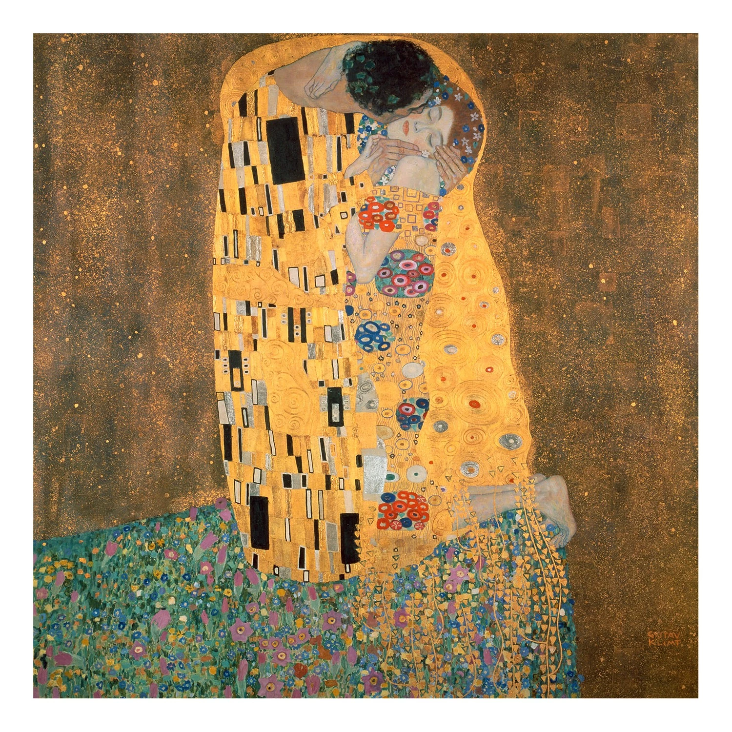 A.S. Création Impression sur toile The Kiss - Polyester PVC / Épicéa - Jaune / Marron