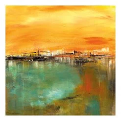 A.S. CrĂ©ation Impression sur toile Near the Water - Polyester PVC / ĂpicĂ©a - Jaune / Vert