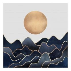 A.S. Création Impression sur toile Waves Gold - Polyester PVC / Épicéa - Doré / Bleu